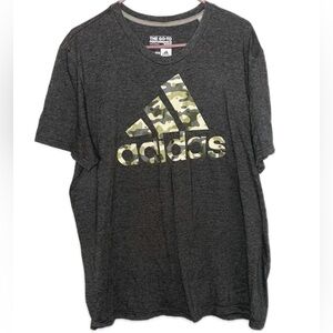 Adidas Men's Dark Gray Tee with Camo Logo